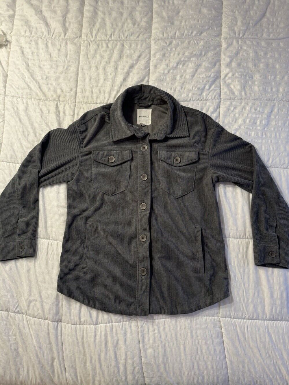 Avec Les Filles Shirt Jacket Shacket Womens Medium Grey Corduroy Pockets